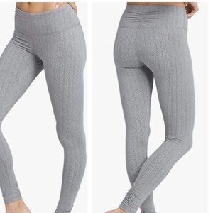 Prana Women's Misty Full‎ Length Leggings Size Medium Gray Jacquard Ruched